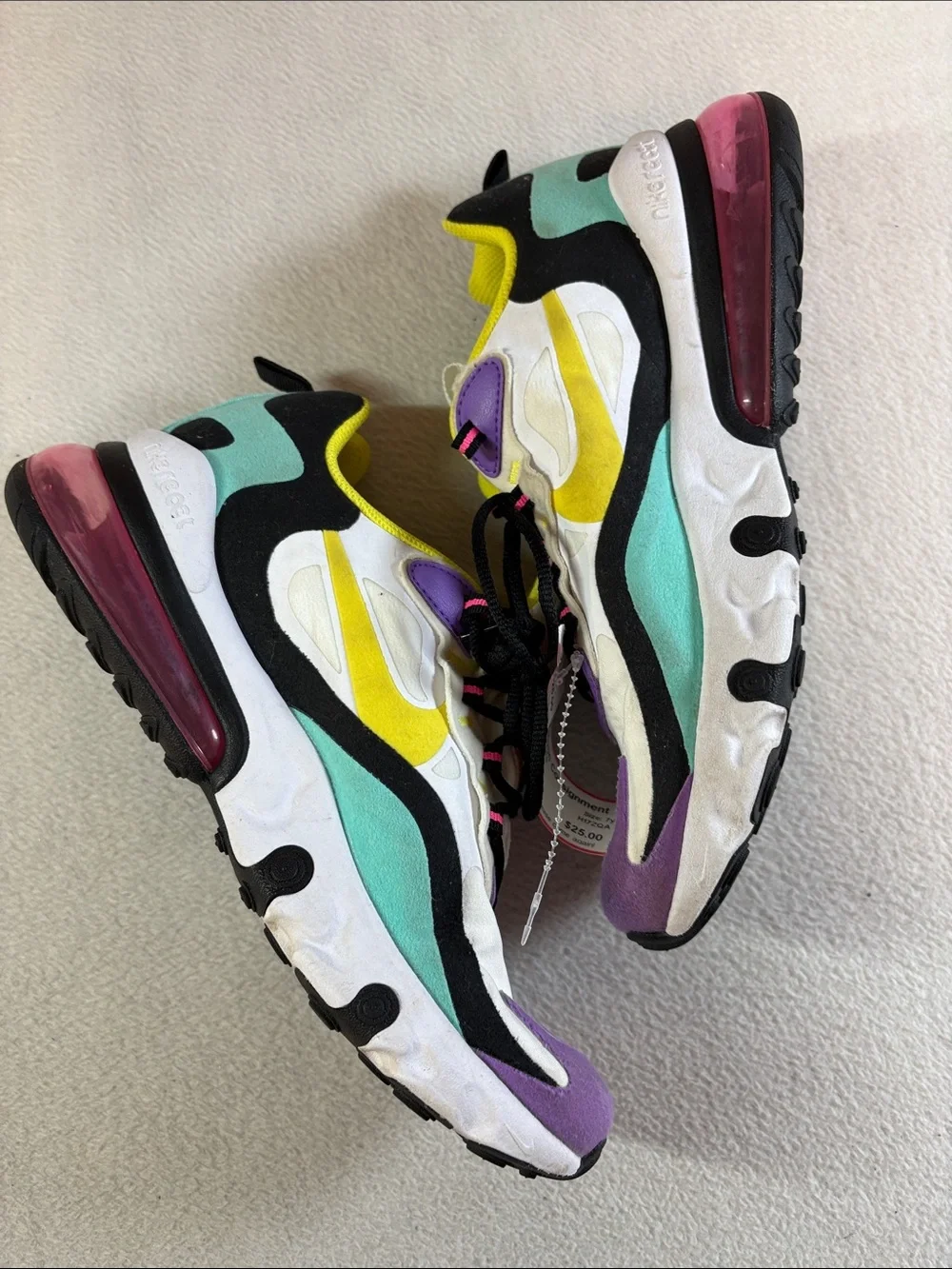 Nike Kids Sneakers in White, Purple, Yellow and Black
